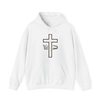 Jesus Cross & Crown Gold Outline Hoodie