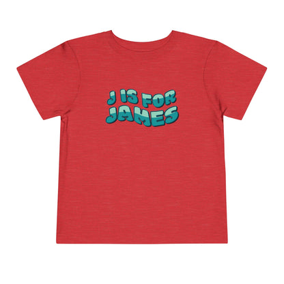 Custom Wavy Letter and Name Green Toddler Short Sleeve Tee
