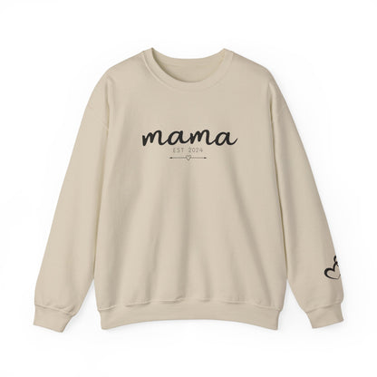 Custom Mama Est 2024 Heart Arrow Sleeve Sweatshirt