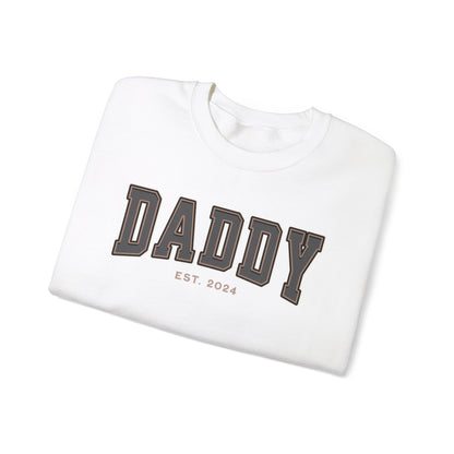 Daddy Est 2024 Grey Tan College Letter Sweatshirt