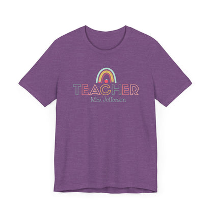 Custom Teacher Outline Lettering Arch Short Sleeve Tee