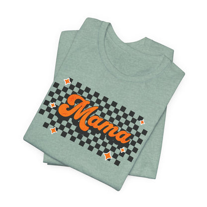 Orange Checkered Mama Short Sleeve Tee