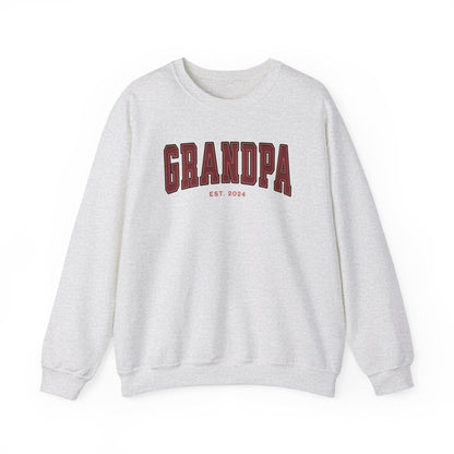 Grandpa Est 2024 Red College Letter Sweatshirt