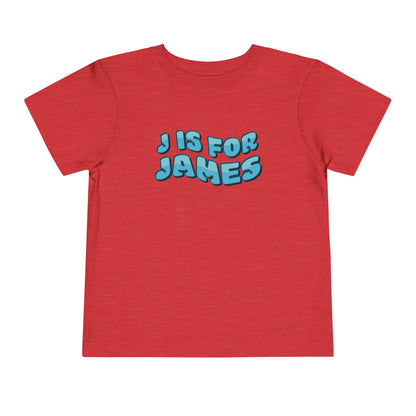 Custom Wavy Letter and Name Blue Toddler Short Sleeve Tee