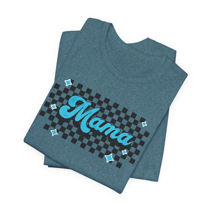 Blue Checkered Mama Short Sleeve Tee