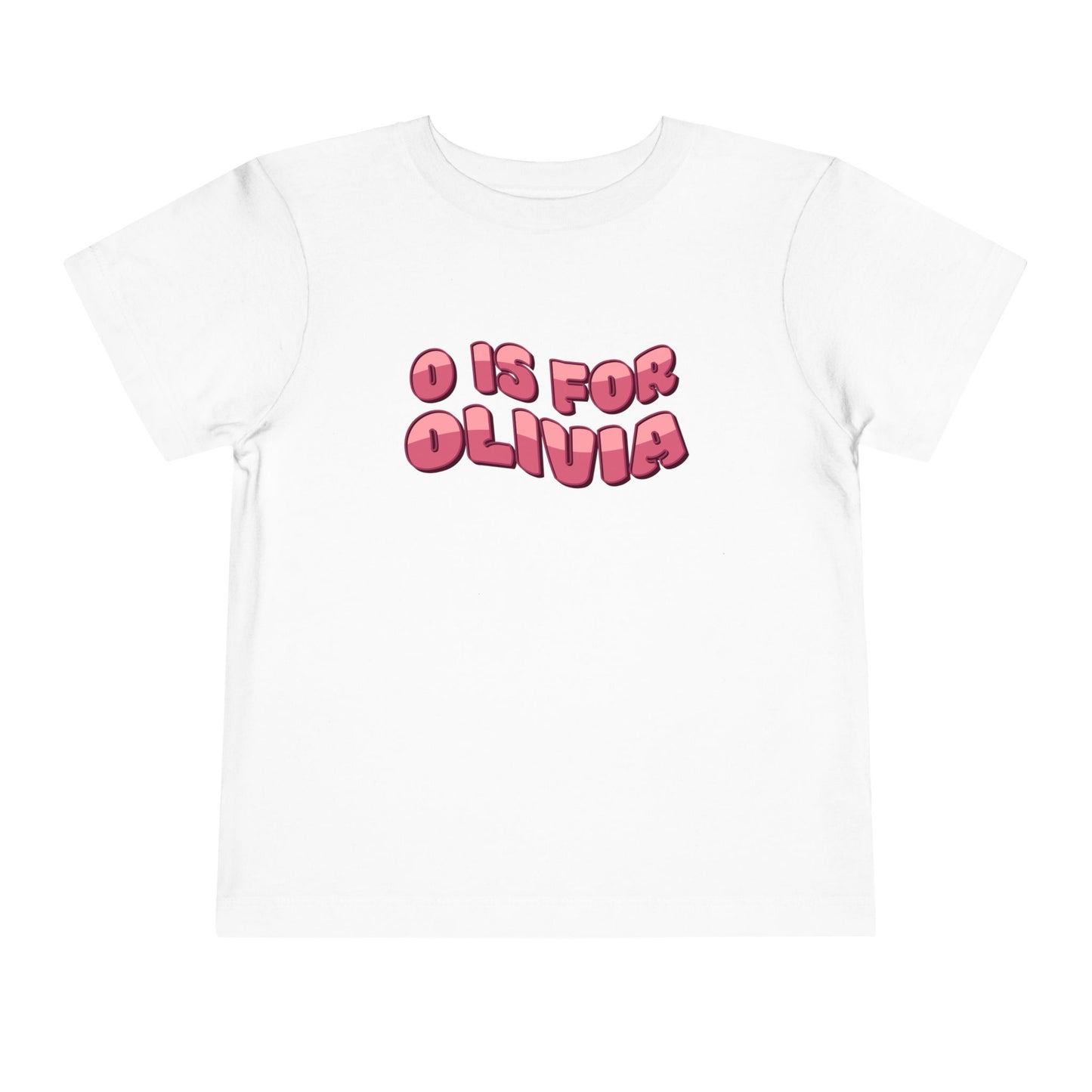 Custom Wavy Letter and Name Pink Toddler Short Sleeve Tee