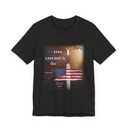Jesus' Sword America Rises and Stands Flag
