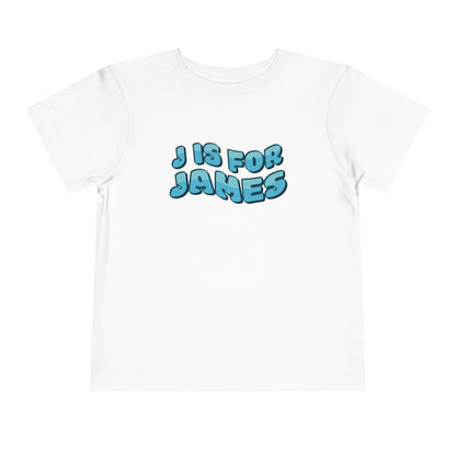 Custom Wavy Letter and Name Blue Toddler Short Sleeve Tee