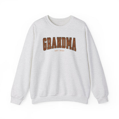 Grandma Est 2024 Orange College Letter Sweatshirt
