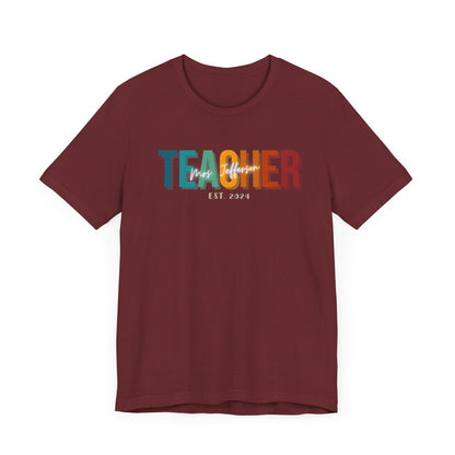 Custom Teacher Block Lettering Short Sleeve Tee