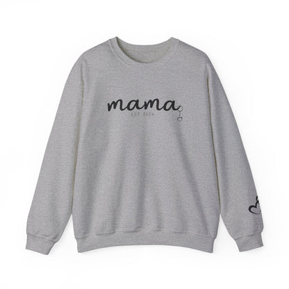 Custom Mama Est 2024 Heart Key Chain Sleeve Sweatshirt