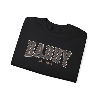 Daddy Est 2024 Grey Tan College Letter Sweatshirt