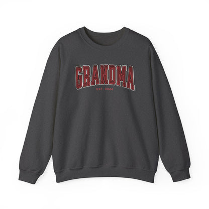 Grandma Est 2024 Red College Letter Sweatshirt
