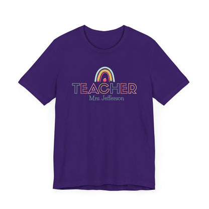 Custom Teacher Outline Lettering Arch Short Sleeve Tee