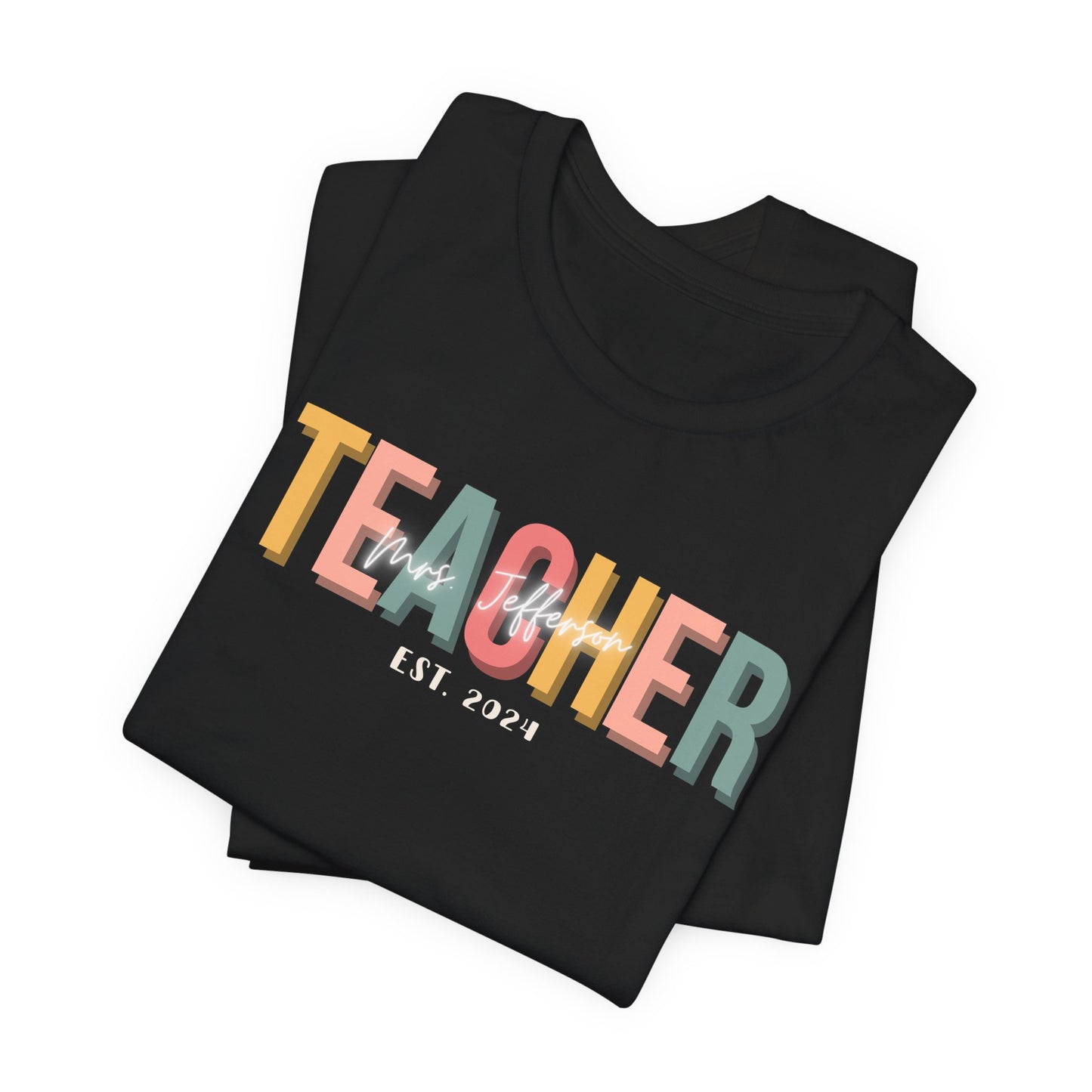 Custom Teacher Boho Block Lettering Short Sleeve Tee