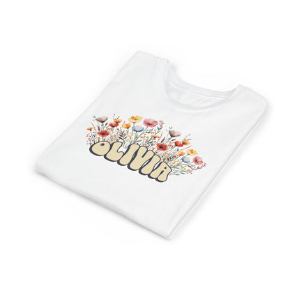 Custom Yellow Retro Name Flower Youth Shirt