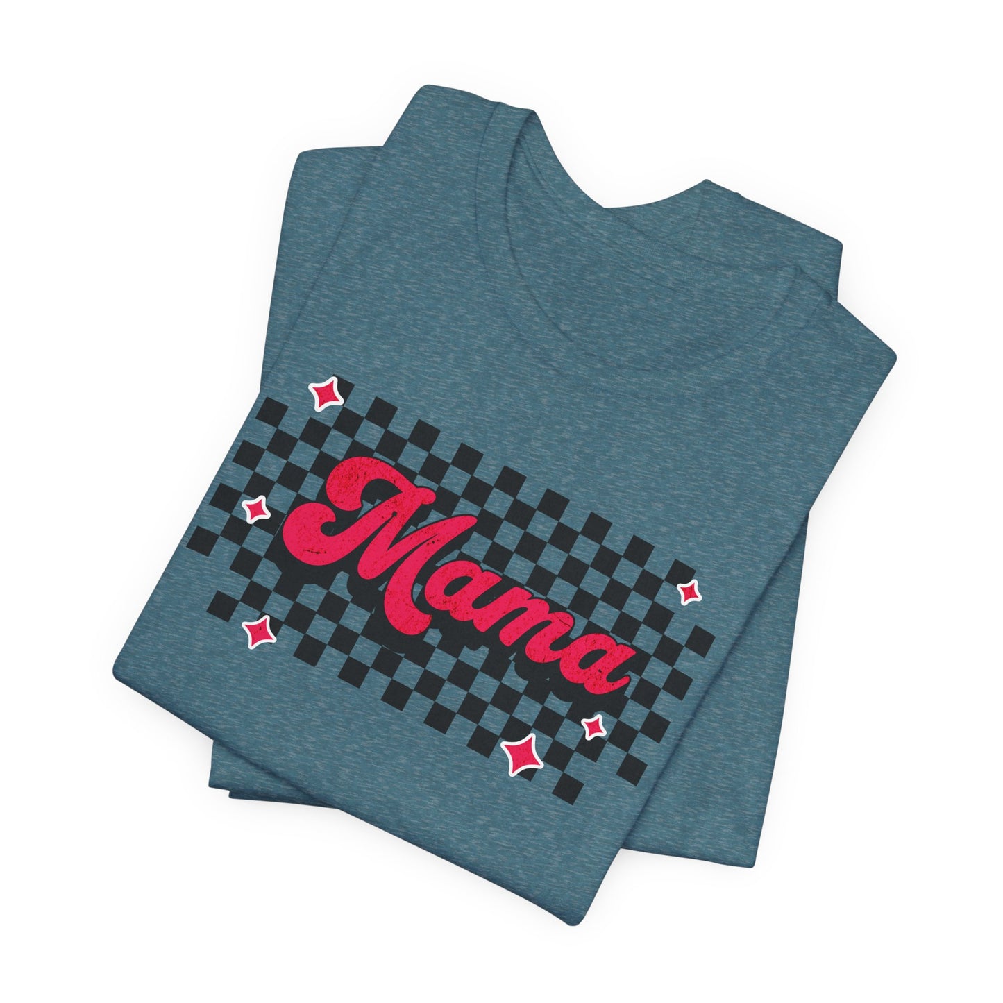 Pink Checkered Mama Short Sleeve Tee