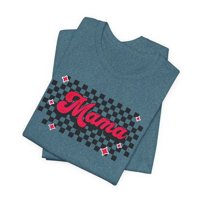 Pink Checkered Mama Short Sleeve Tee