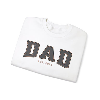 Dad Est 2024 Grey Tan College Letter Sweatshirt