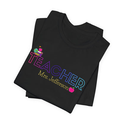 Custom Teacher Outline Lettering Class Short Sleeve Tee