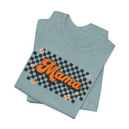 Orange Checkered Mama Short Sleeve Tee