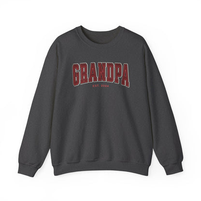 Grandpa Est 2024 Red College Letter Sweatshirt