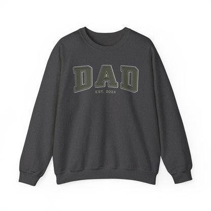 Dad Est 2024 Army Green College Letter Sweatshirt