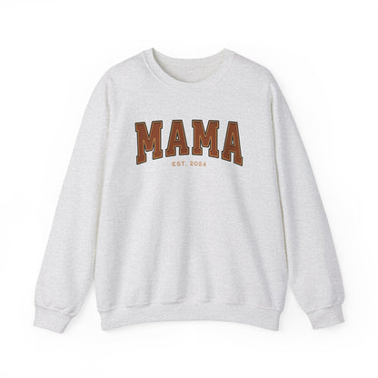 Mama Est 2024 Orange College Letter Sweatshirt