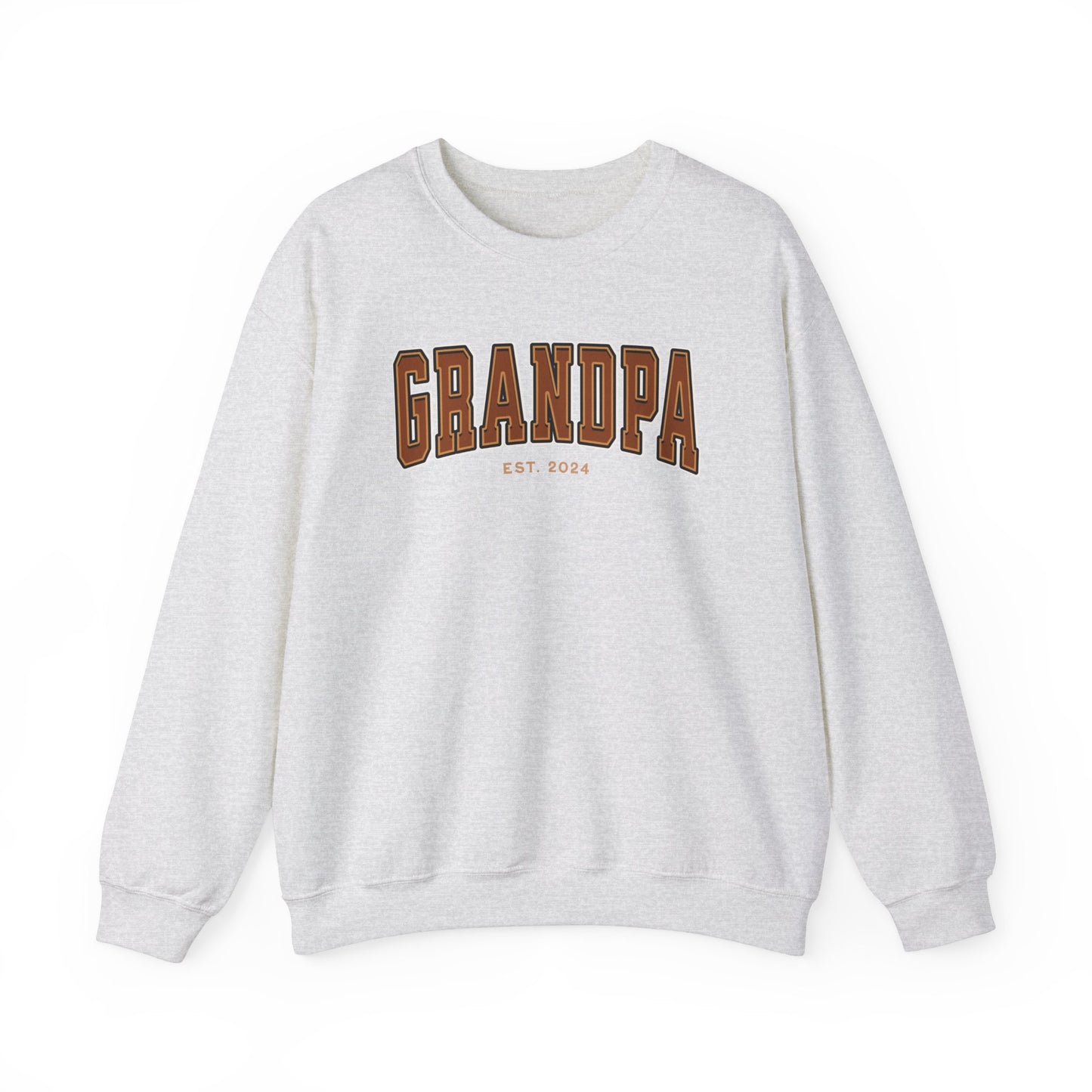 Grandpa Est 2024 Orange College Letter Sweatshirt