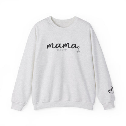 Custom Mama Est 2024 Heart Key Chain Sleeve Sweatshirt