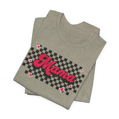 Pink Checkered Mama Short Sleeve Tee