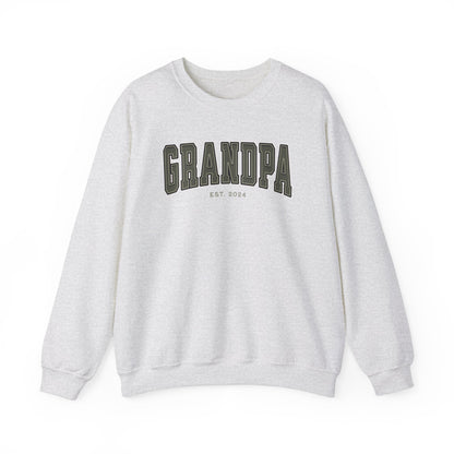 Grandpa Est 2024 Army Green College Letter Sweatshirt
