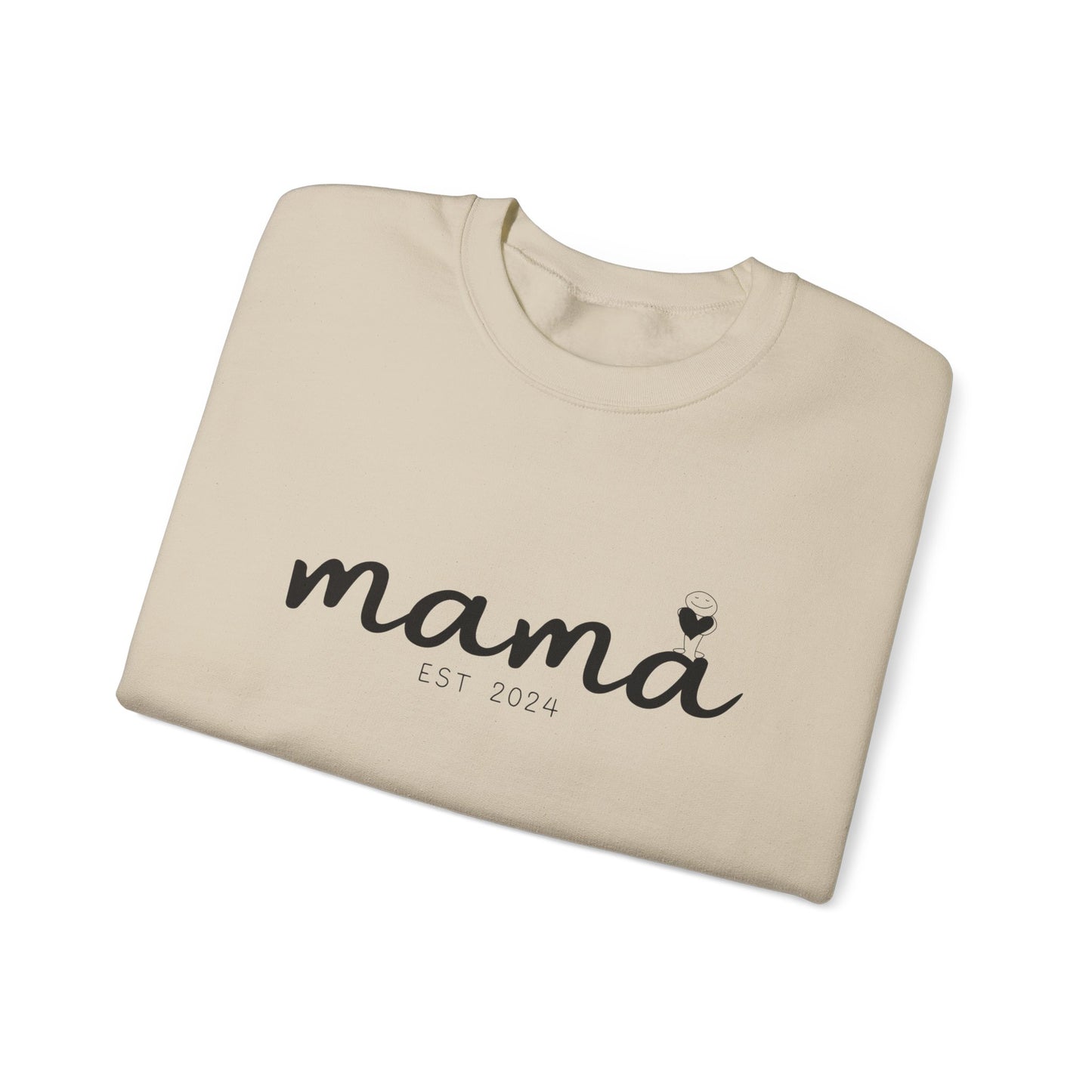 Custom Mama Est 2024 Holding Heart Sleeve Sweatshirt