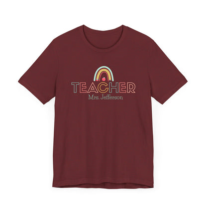 Custom Teacher Outline Lettering Arch Short Sleeve Tee