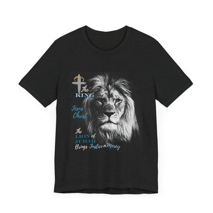 Jesus Christ King Lion of Judah Thorns on Cross Blue
