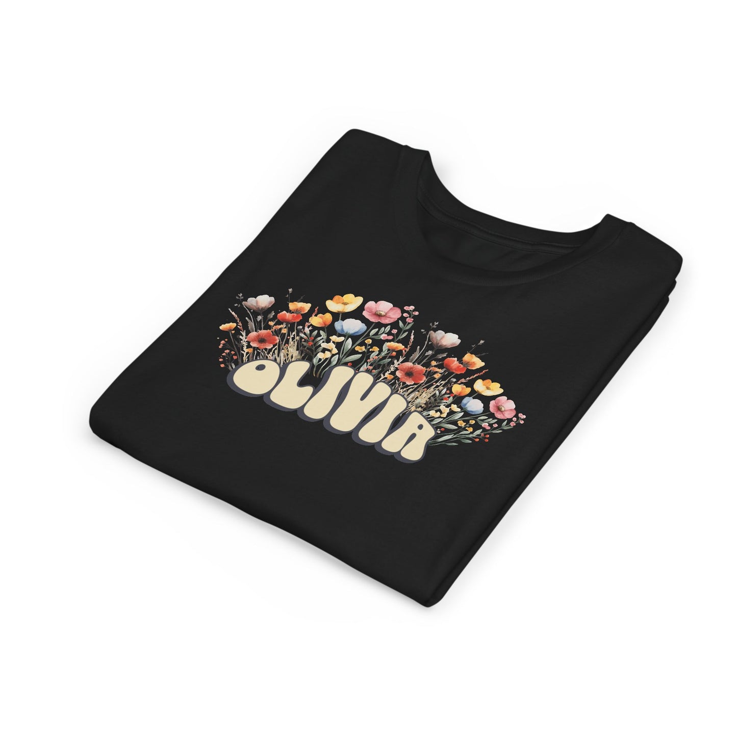 Custom Yellow Retro Name Flower Youth Shirt