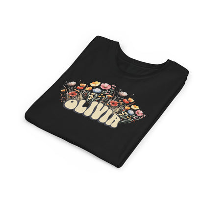 Custom Yellow Retro Name Flower Youth Shirt