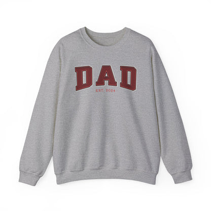 Dad Est 2024 Red College Letter Sweatshirt