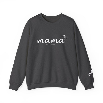 Custom Mama Est 2024 Heart Bubbles Sleeve Sweatshirt