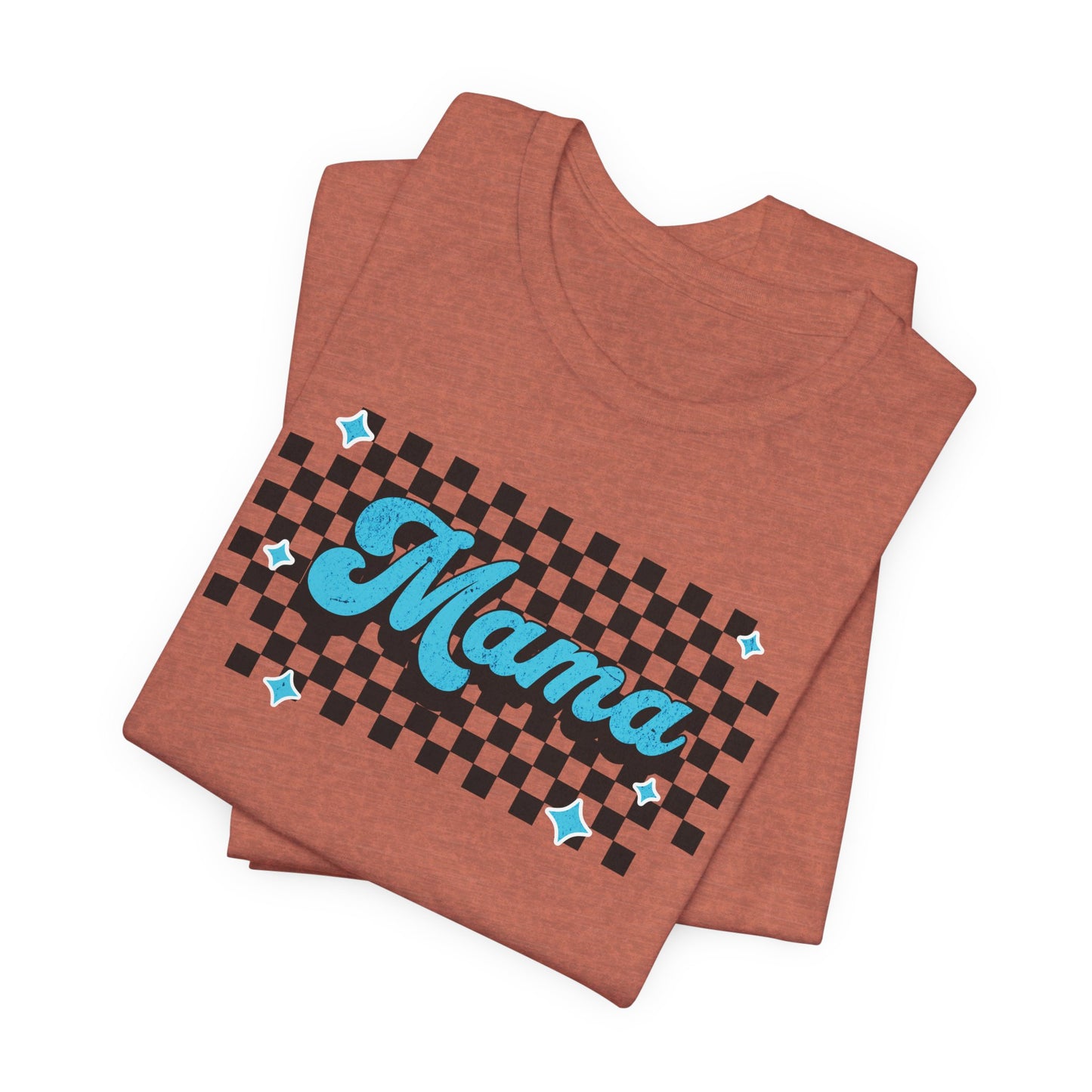 Blue Checkered Mama Short Sleeve Tee