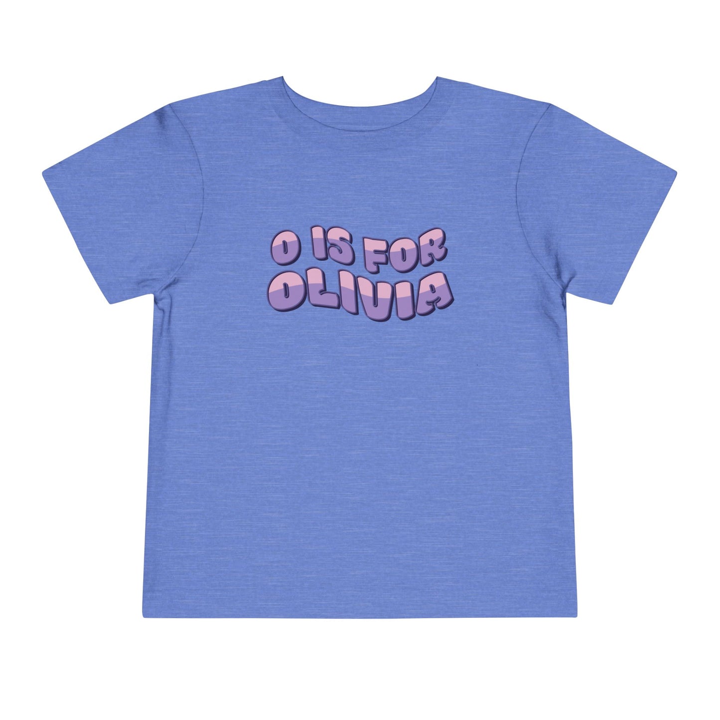 Custom Wavy Letter and Name Purple Pink Toddler Short Sleeve Tee