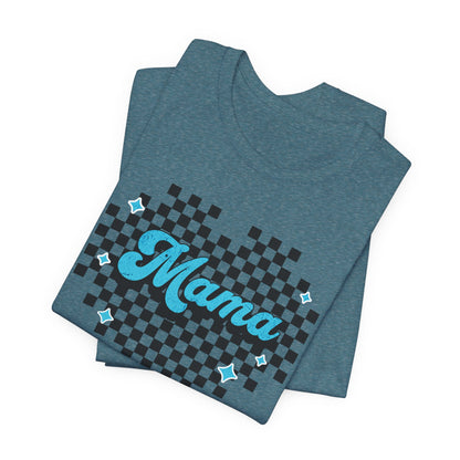 Blue Heart Checkered Mama Short Sleeve Tee