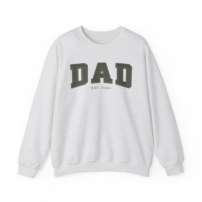 Dad Est 2024 Army Green College Letter Sweatshirt