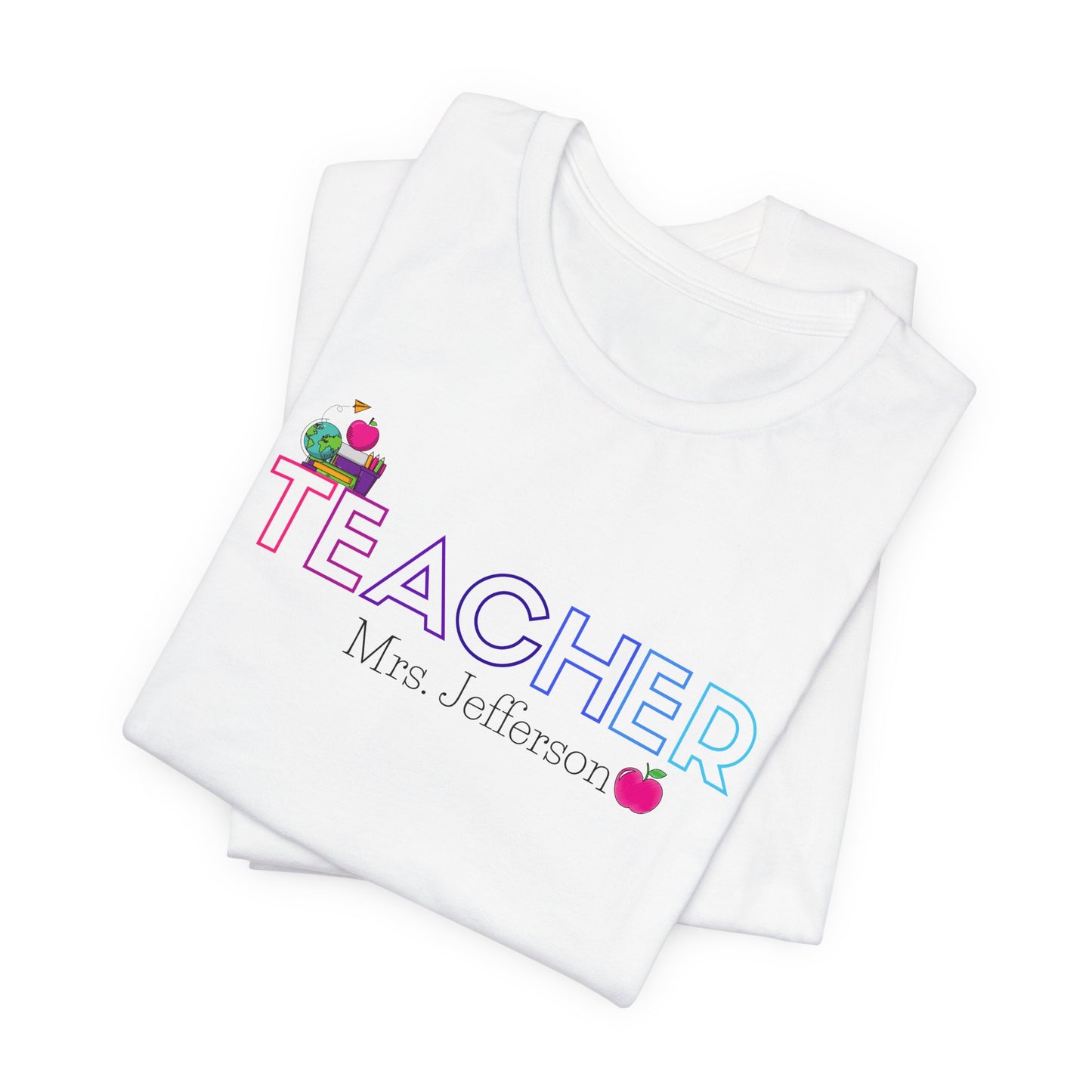 Custom Teacher Outline Lettering Class Short Sleeve Tee