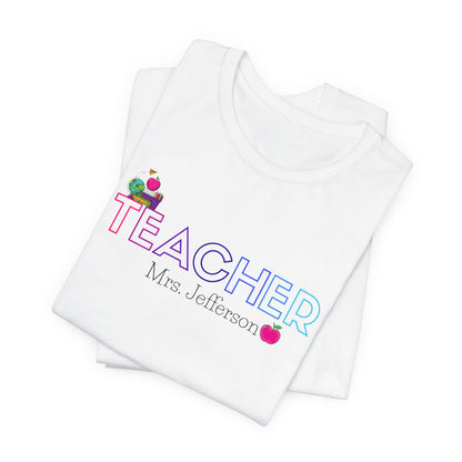Custom Teacher Outline Lettering Class Short Sleeve Tee