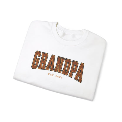 Grandpa Est 2024 Orange College Letter Sweatshirt