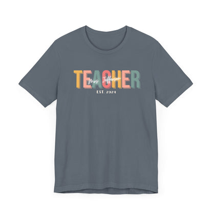 Custom Teacher Boho Block Lettering Short Sleeve Tee