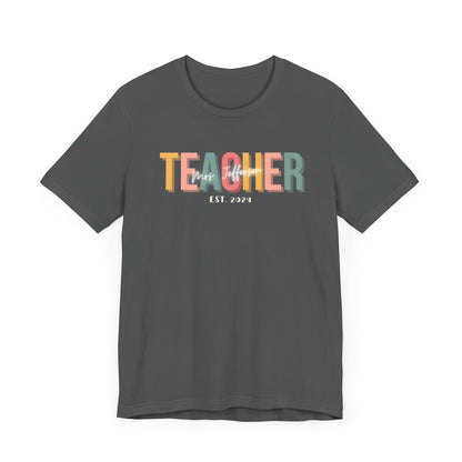 Custom Teacher Boho Block Lettering Short Sleeve Tee