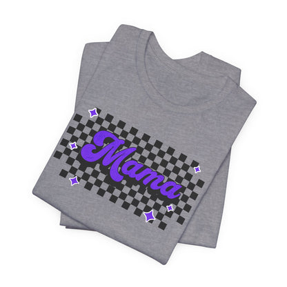 Purple Checkered Mama Short Sleeve Tee