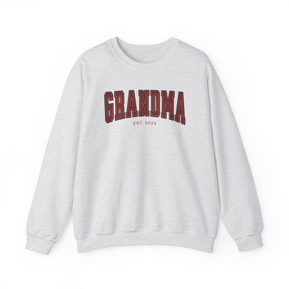 Grandma Est 2024 Red College Letter Sweatshirt